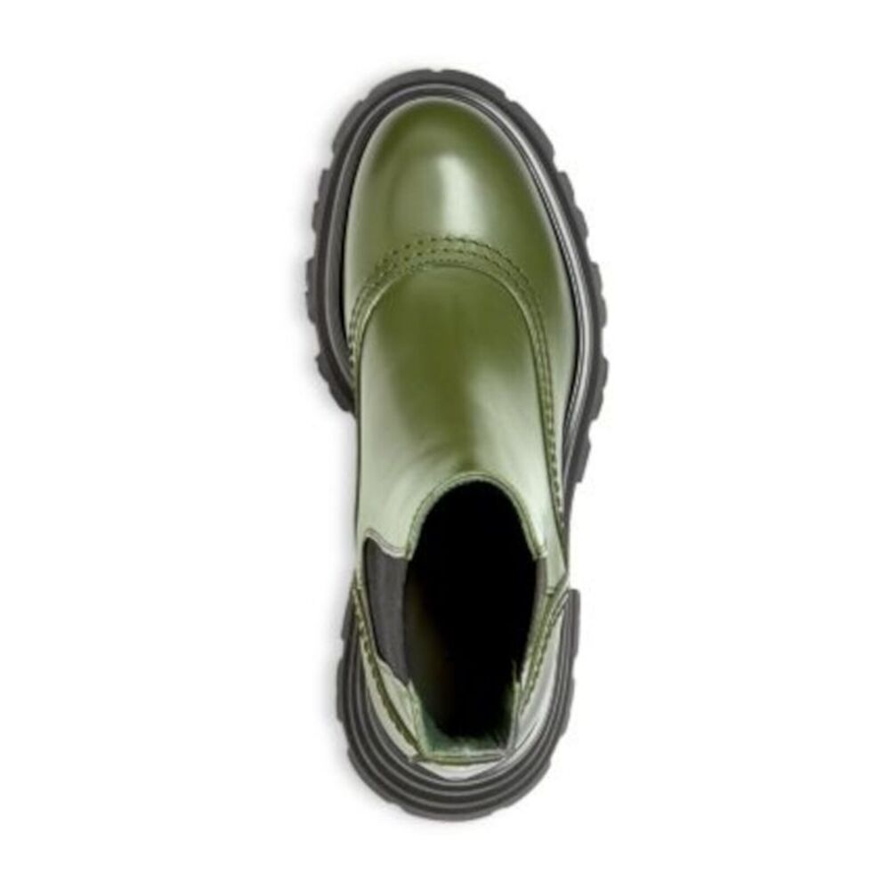 ALEXANDER MCQUEEN Womens Green 1" Pull-Tab Wander Leather Chelsea 36 - Picture 3 of 4
